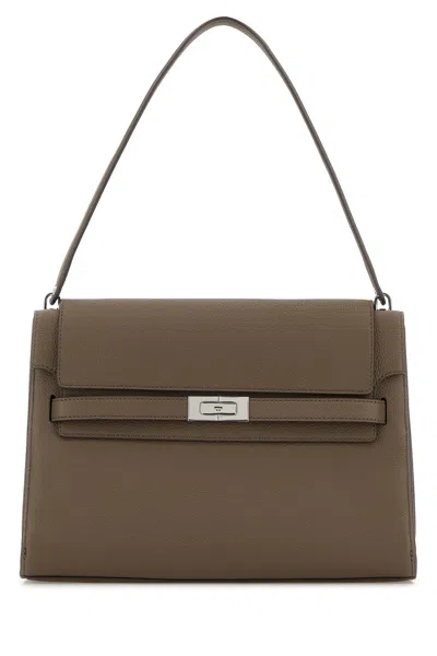 Tory Burch Mud Leather Large Lee Radziwill Shoulder Bag In Brown