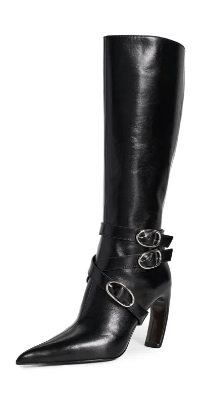 Tory Burch Multi Buckle Leather Boots 90mm Perfect Black