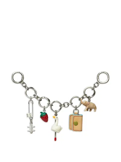 Tory Burch Multi-charm Keyring In Blue