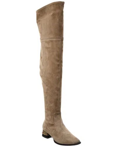 TORY BURCH TORY BURCH MULTI LOGO STRETCH SUEDE OVER-THE-KNEE BOOT