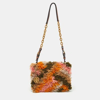 Pre-owned Tory Burch Multicolor Fabric And Leather Sadie Rug Shoulder Bag