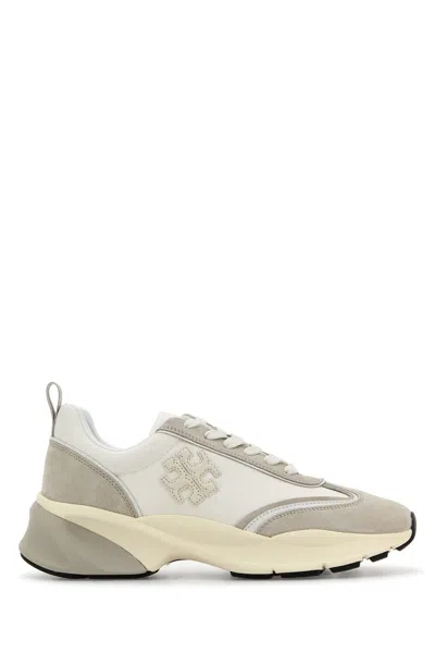 Tory Burch Multicolor Fabric And Suede Good Luck Sneakers In Biancofossilstone