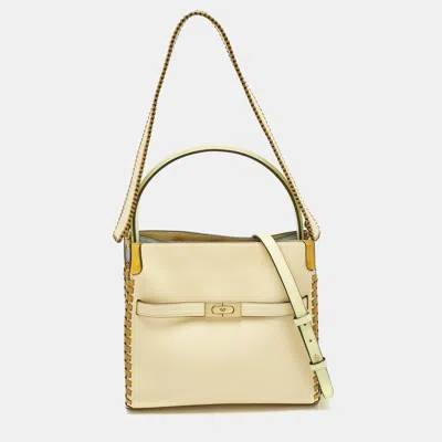 Pre-owned Tory Burch Multicolor Leather And Suede Small Whipstitch Lee Radziwill Top Hande Bag