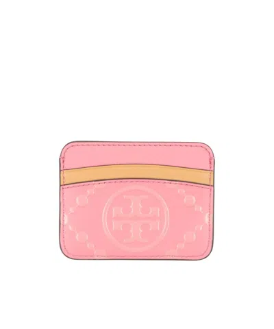 Tory Burch Multicolor Leather Card Holder In Pink
