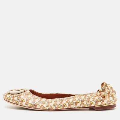 Pre-owned Tory Burch Multicolor Leather Reva Scrunch Ballet Flats Size 39