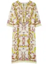 Tory Burch Floral-print Linen Kaftan Dress In Multicolor