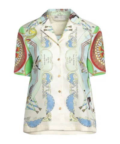 Tory Burch Multicolor Printed Shortsleeve Shirt In Neutral