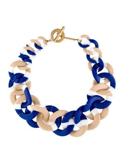 Pre-owned Tory Burch Multicolor Resin Link Color-block Collar Necklace, 20.5"