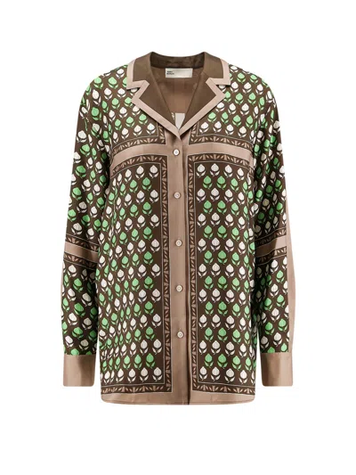 Tory Burch Multicolor Silk Shirt In Brown