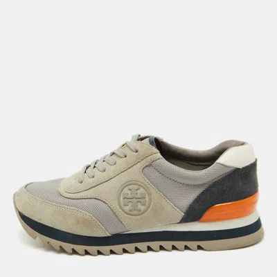 Pre-owned Tory Burch Multicolor Suede And Mesh Sawtooth Sneakers Size 37