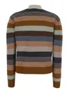 Tory Burch Multicolor Sweater With Striped Design And Back Logo Patch In Wool Woman In Multi