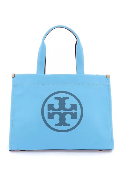 Tory Burch Multicolor Tote Handbag For Women: Made Of Cotton Canvas With Faux Leather Details