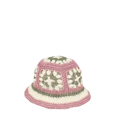 Tory Burch Multi-color Woven Straw Bucket Hat In Pink