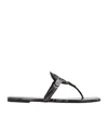 Tory Burch Multicolored Leather Flip-flops In Black
