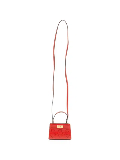 Pre-owned Tory Burch Nano Lee Radziwill Heart-detail Cross Body Bag In Red