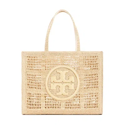 Tory Burch Ella Hand Crocheted Small Tote Natural In Neutrals