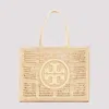 TORY BURCH NATURAL BROWN STRAW PAPER ELLA HAND CROCHETED TOTE