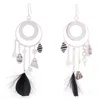 Tory Burch Natural Feather Galaxy Hoop Earring In Silver