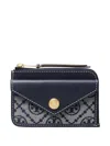 Tory Burch Navy Blue Cardholder With Zip Fastening In Black