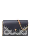 Tory Burch T-monogram Envelope Wallet On Chain In Gray