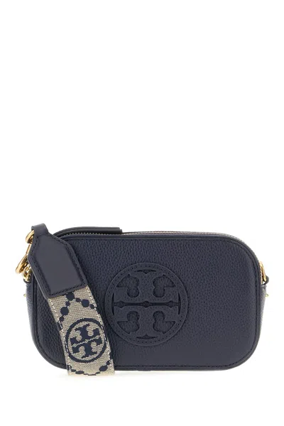 Tory Burch Mini Miller Grained Leather Crossbody Bag In Blue