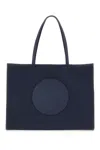 Tory Burch Navy Blue Nylon Small Ella Shopping Bag In Blue