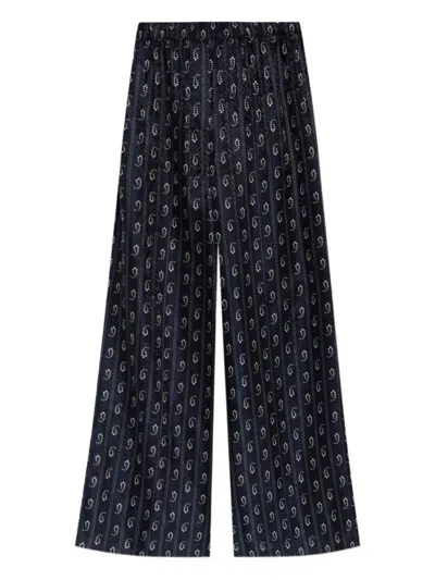 Tory Burch Navy Blue Paisley Print Trousers