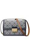 Tory Burch Navy Blue T-monogram Shoulder Bag In Blue