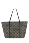 Tory Burch Embroidered Canvas T Monogram Shopping Bag
