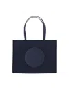 Tory Burch Navy Recycled Nylon Tote With Leather Accents In Blue