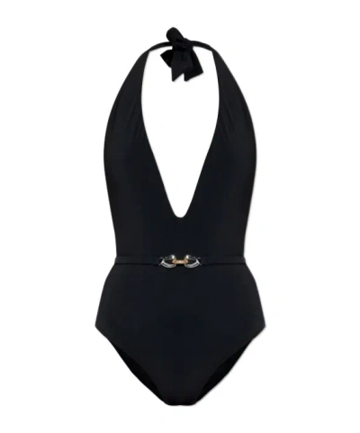 Tory Burch Jessa V-neck One-piece Swimsuit In Black