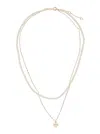 Tory Burch Layered Brass Necklace With Glass Pearls And Charming Pendant In Gold
