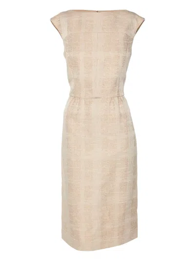 Pre-owned Tory Burch Jacquard Dress In Neutral