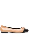 TORY BURCH NEUTRAL LEATHER BALLET PUMPS