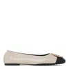 Tory Burch New Cream Leather Flat Shoes In Metallic
