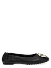 Tory Burch Minnie Travel Ballet With Metal Logo In Black
