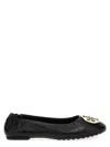 Tory Burch Minnie Travel Ballet With Metal Logo In Black