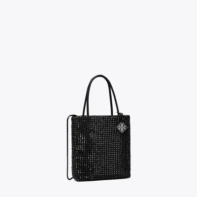 Tory Burch Night Owl Crystal-embellished Mini Tote In Black