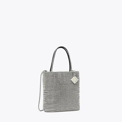 Tory Burch Night Owl Crystal-embellished Mini Tote In Silver