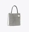 Tory Burch Night Owl Crystal-embellished Mini Tote In Silver