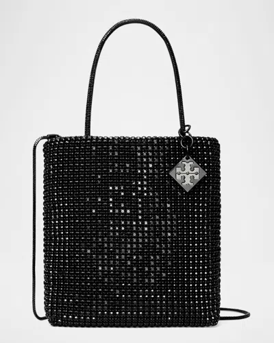 Tory Burch Night Owl Mini Crystal Tote Bag In Black