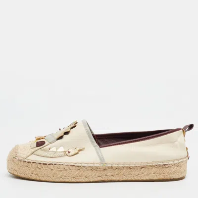 Pre-owned Tory Burch No Style Size 39 Multicolor Canvas And Leather Espadrille Loafers