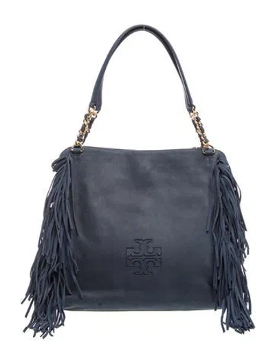 Pre-owned Tory Burch Nubuck Tote W/ Tags In Blue