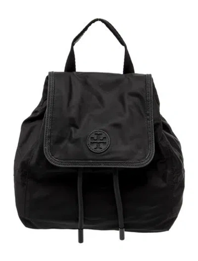 Pre-owned Tory Burch Nylon Backpack In Black