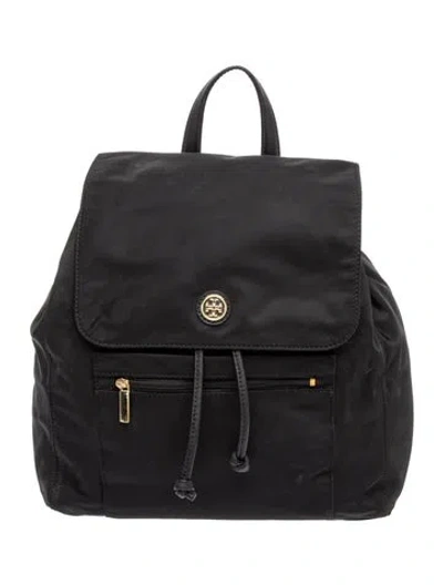 Pre-owned Tory Burch Nylon Backpack In Black