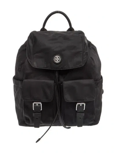 Pre-owned Tory Burch Nylon Backpack In Black