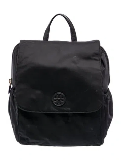 Pre-owned Tory Burch Nylon Backpack In Black