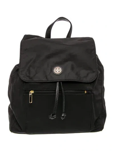 Pre-owned Tory Burch Nylon Backpack In Black
