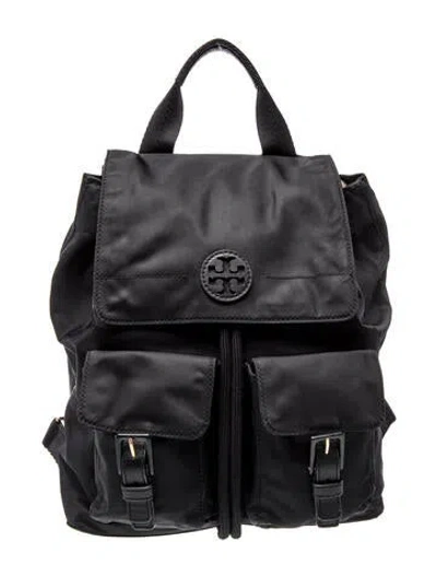 Pre-owned Tory Burch Nylon Backpack In Black