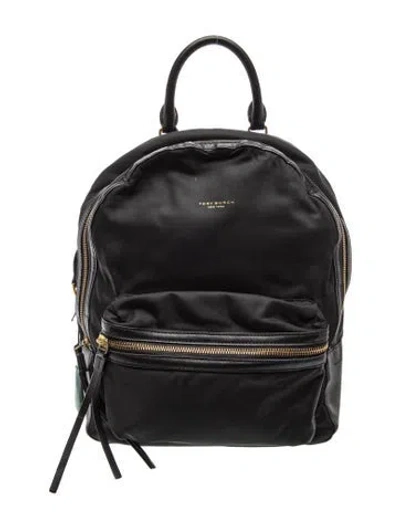 Pre-owned Tory Burch Nylon Backpack In Black